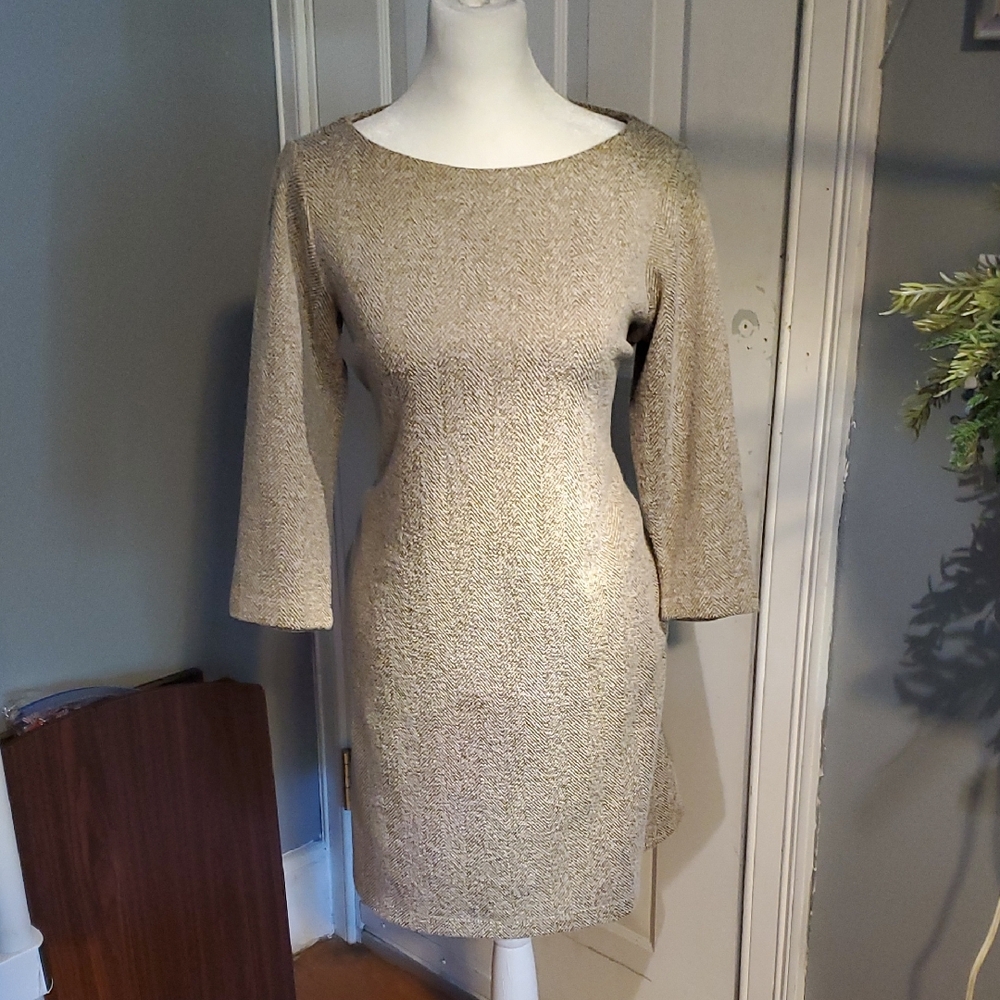 J. Jill Cream Cotton Dress with Bell Sleeves